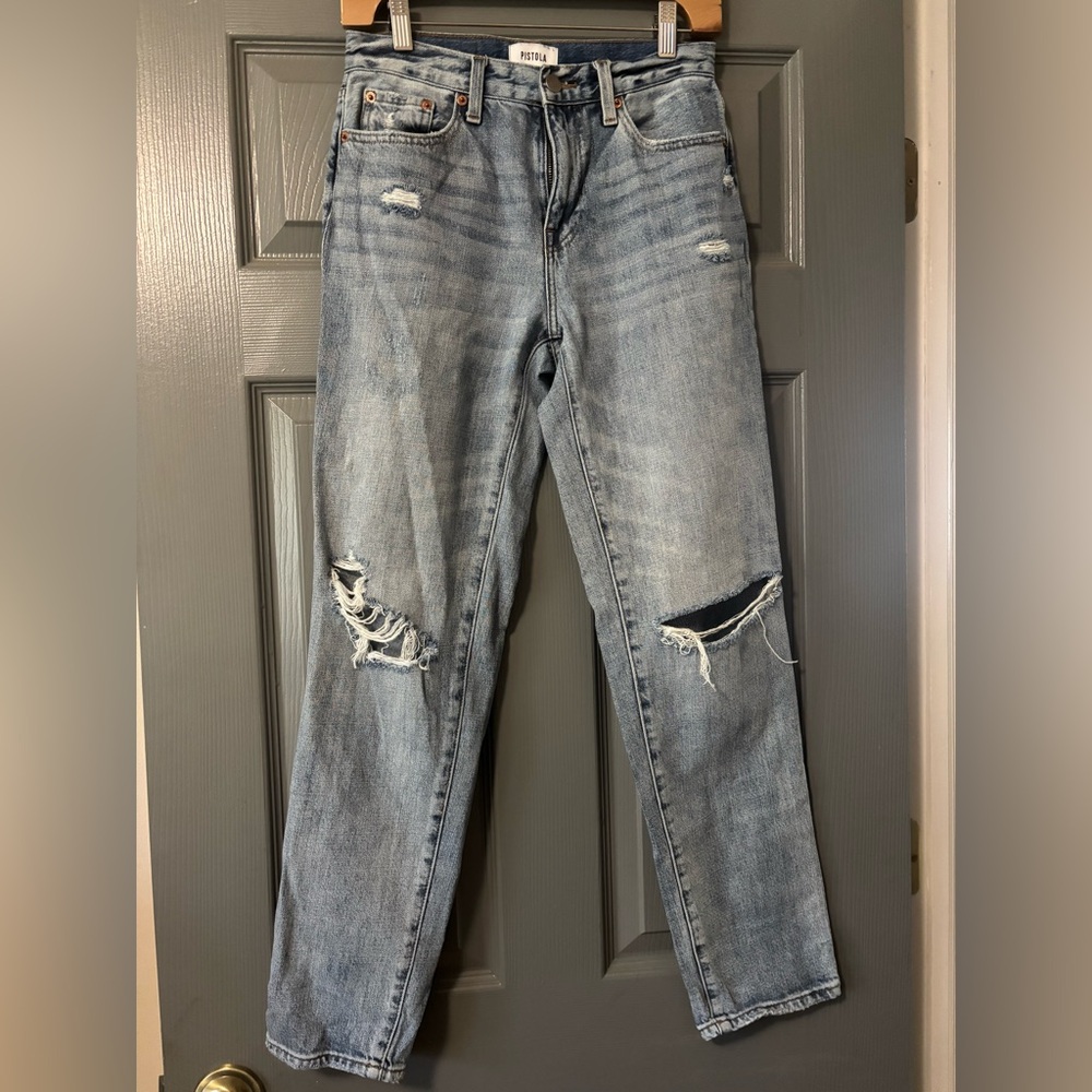 Pistola Jeans Presley Jean High Rise Relaxed Roller Distressed Ripped size 25